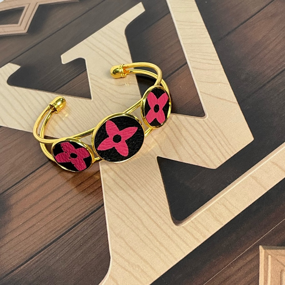 Louis Vuitton Pink Multicolor Murakami Canvas Gold Cuff Bracelet
